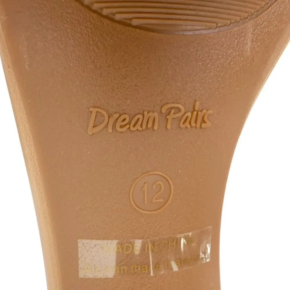 Dream Pairs Nude Tan Block Heel Ankle Strap Sandals Size 12 Low Chunk⁠